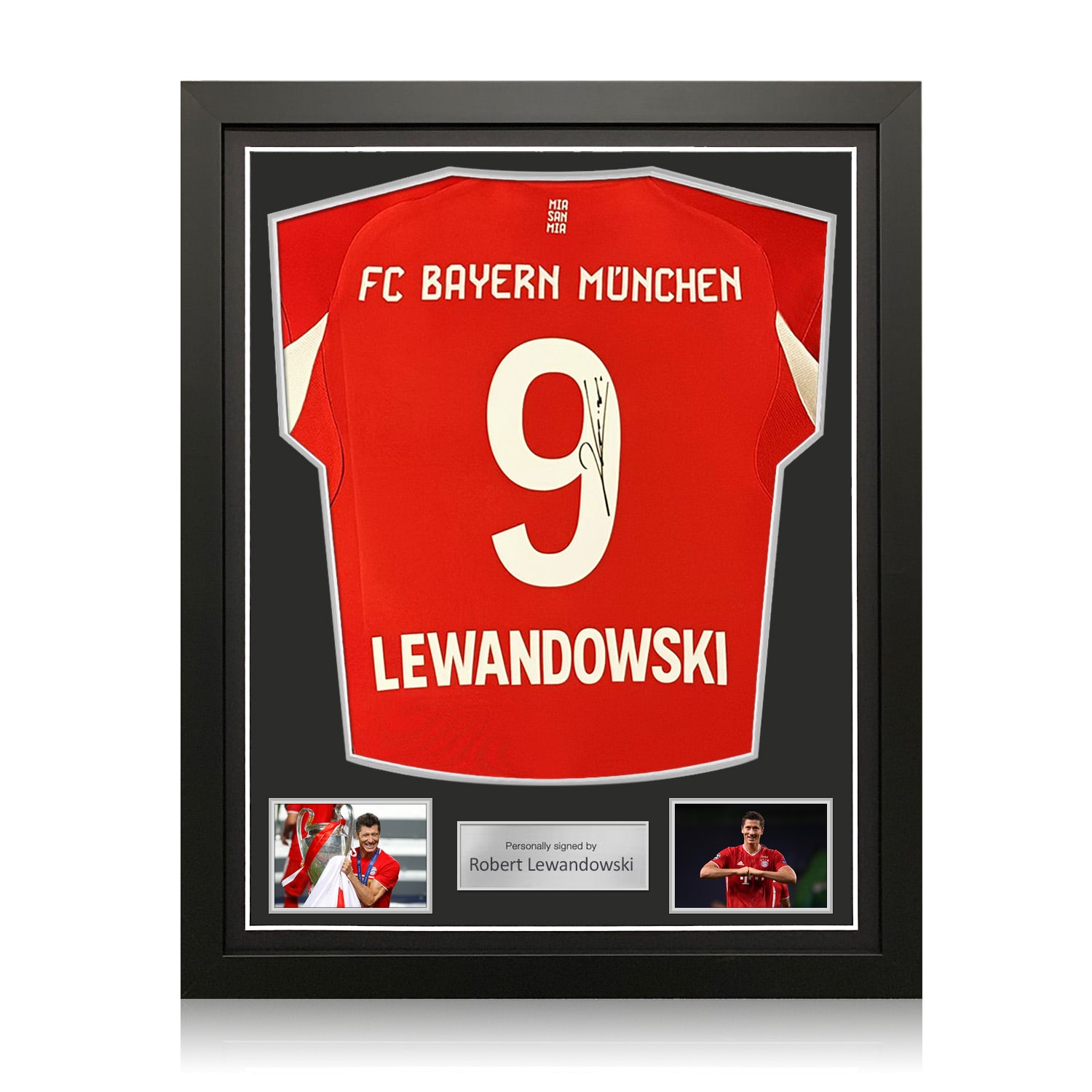 Robert Lewandowski Signed Bayern Munich 2025-26 Football Shirt. Standard Frame