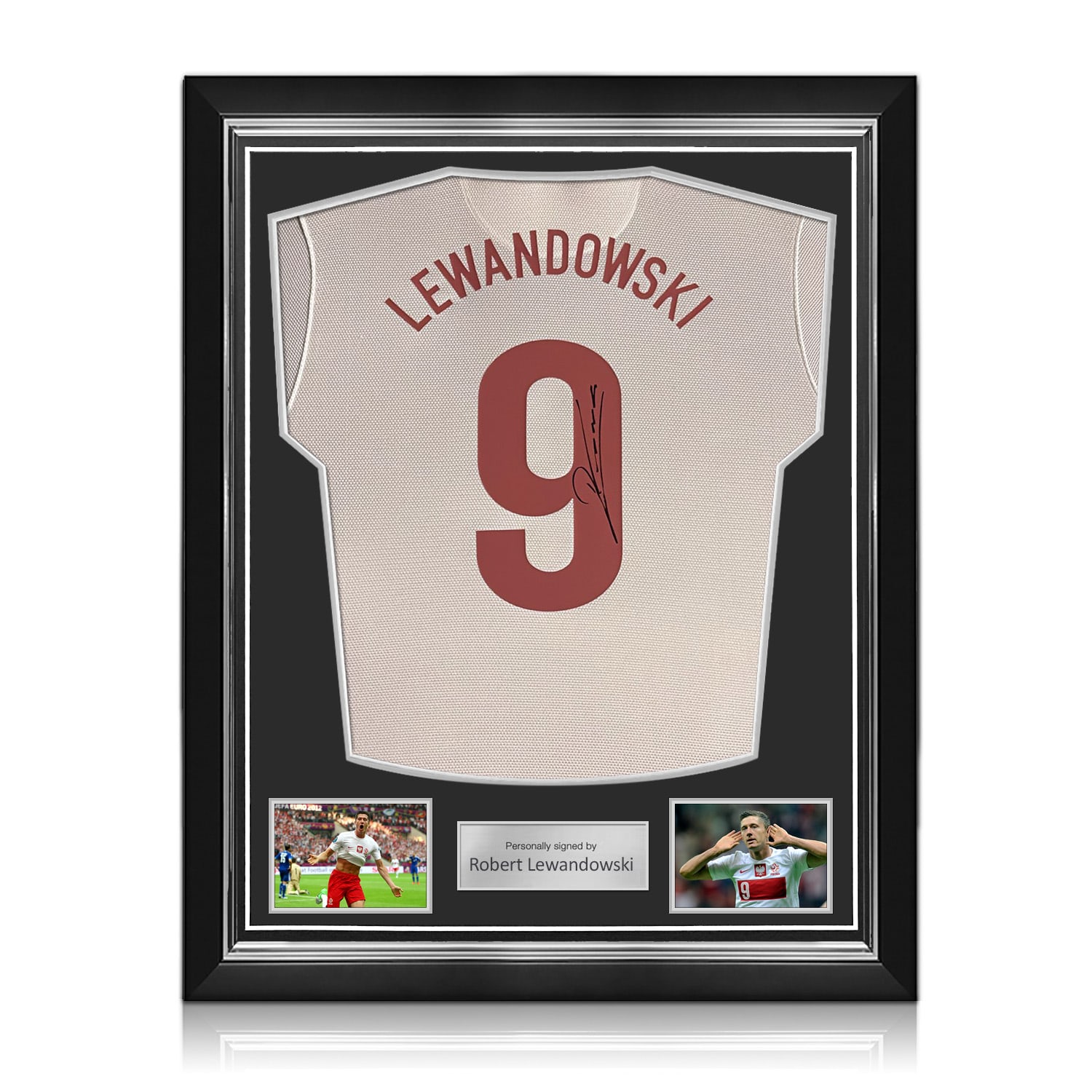 Robert Lewandowski Signed Original Poland 2012-13 Football Shirt (Fan Style). Superior Frame