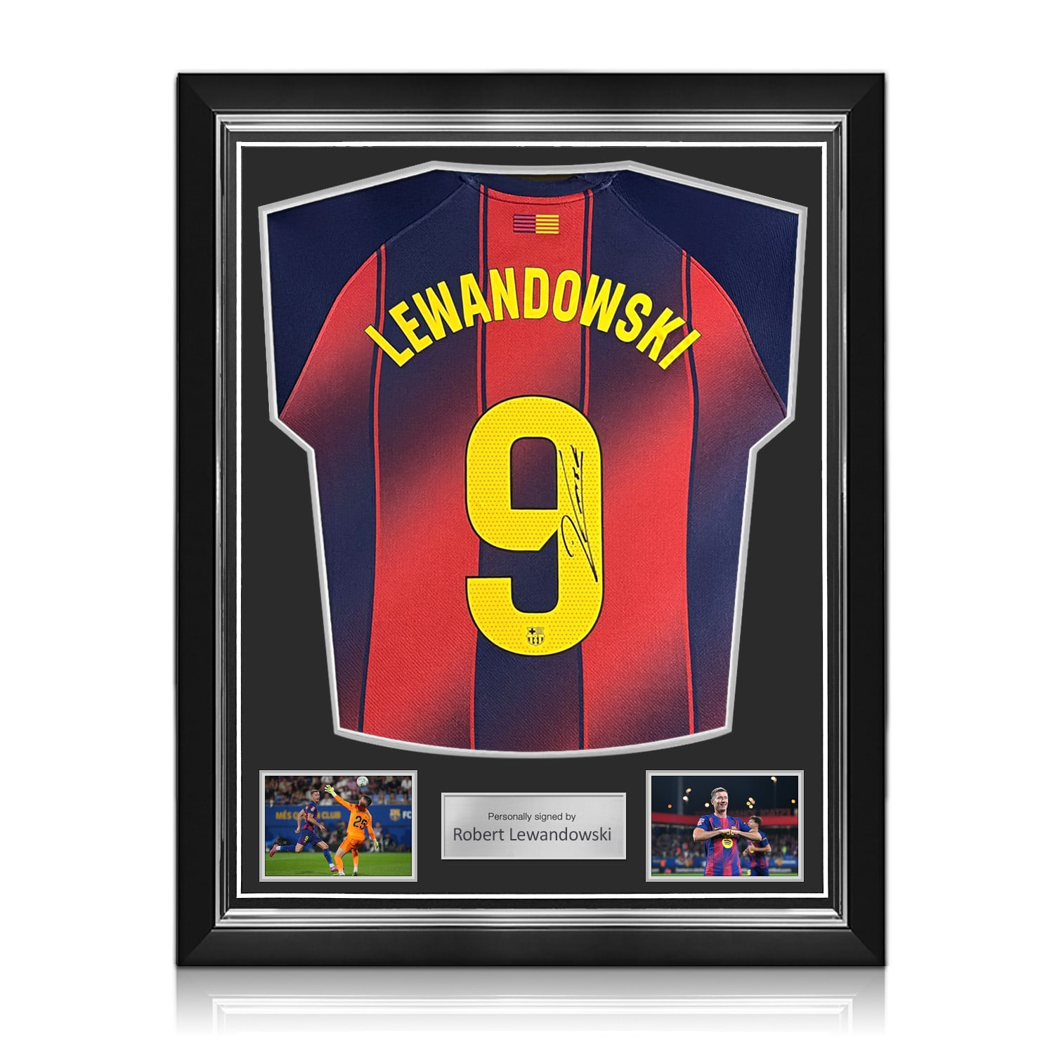 Robert Lewandowski Signed Barcelona 2025-26 Home Football Shirt. Superior Frame