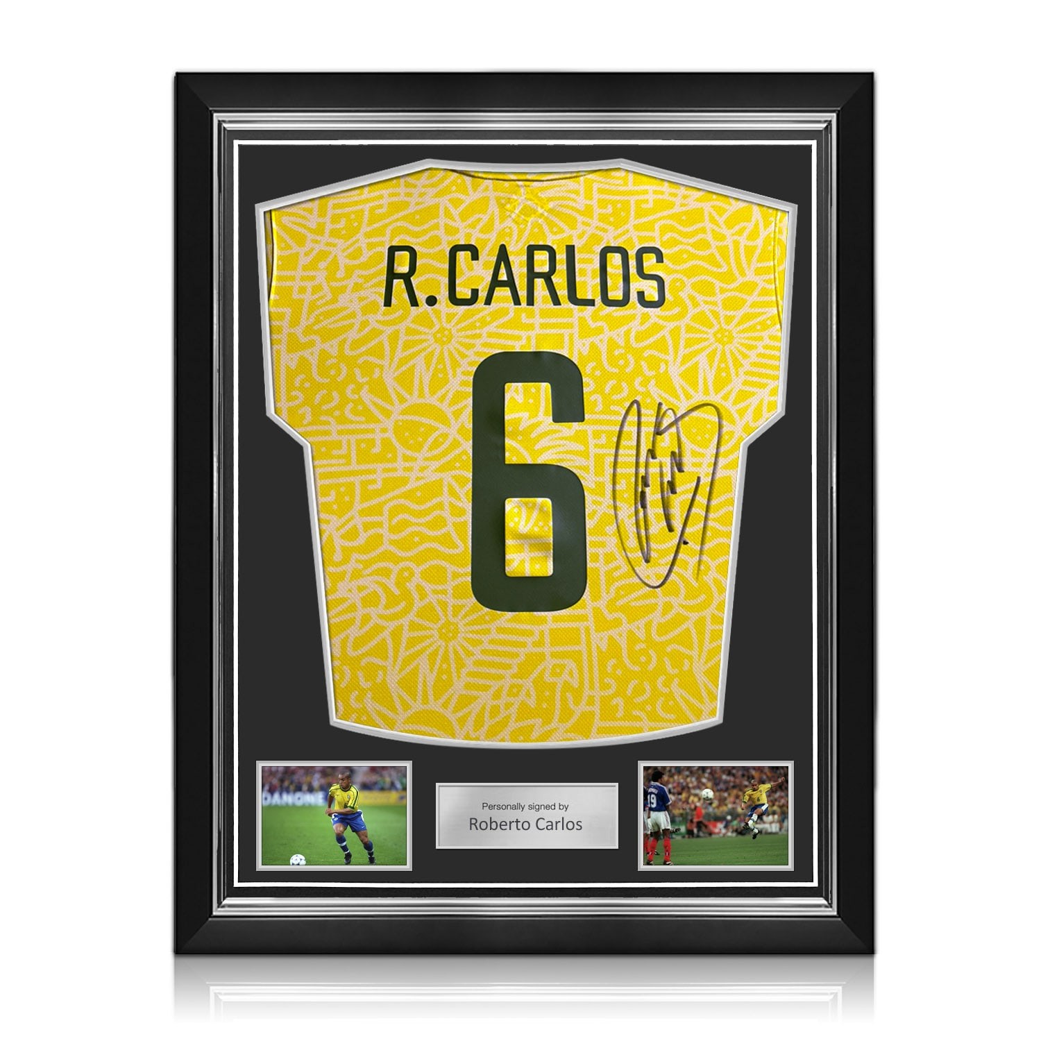 Roberto Carlos Signed Brazil 2024 Football Shirt. Superior Frame