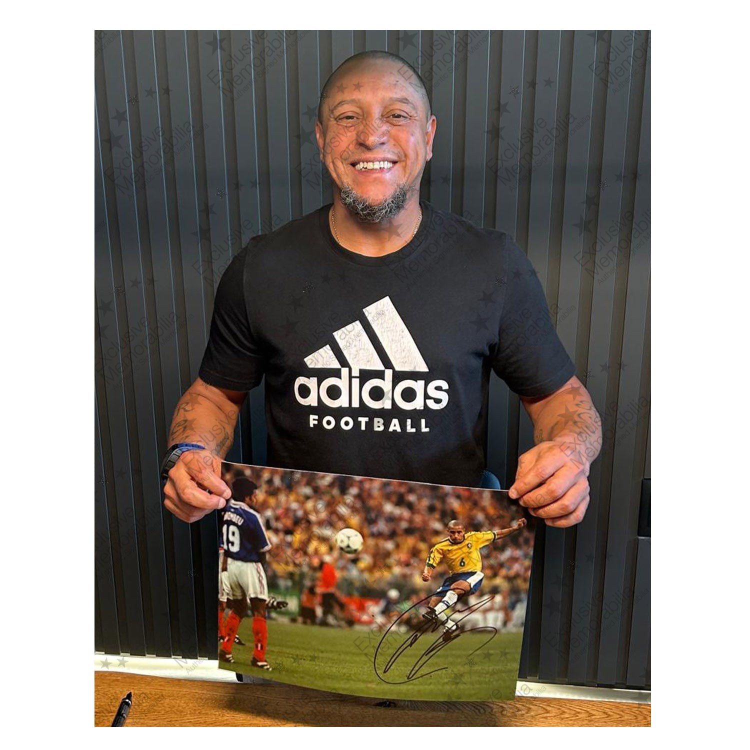 Roberto Carlos Signed Brazil Football Photo