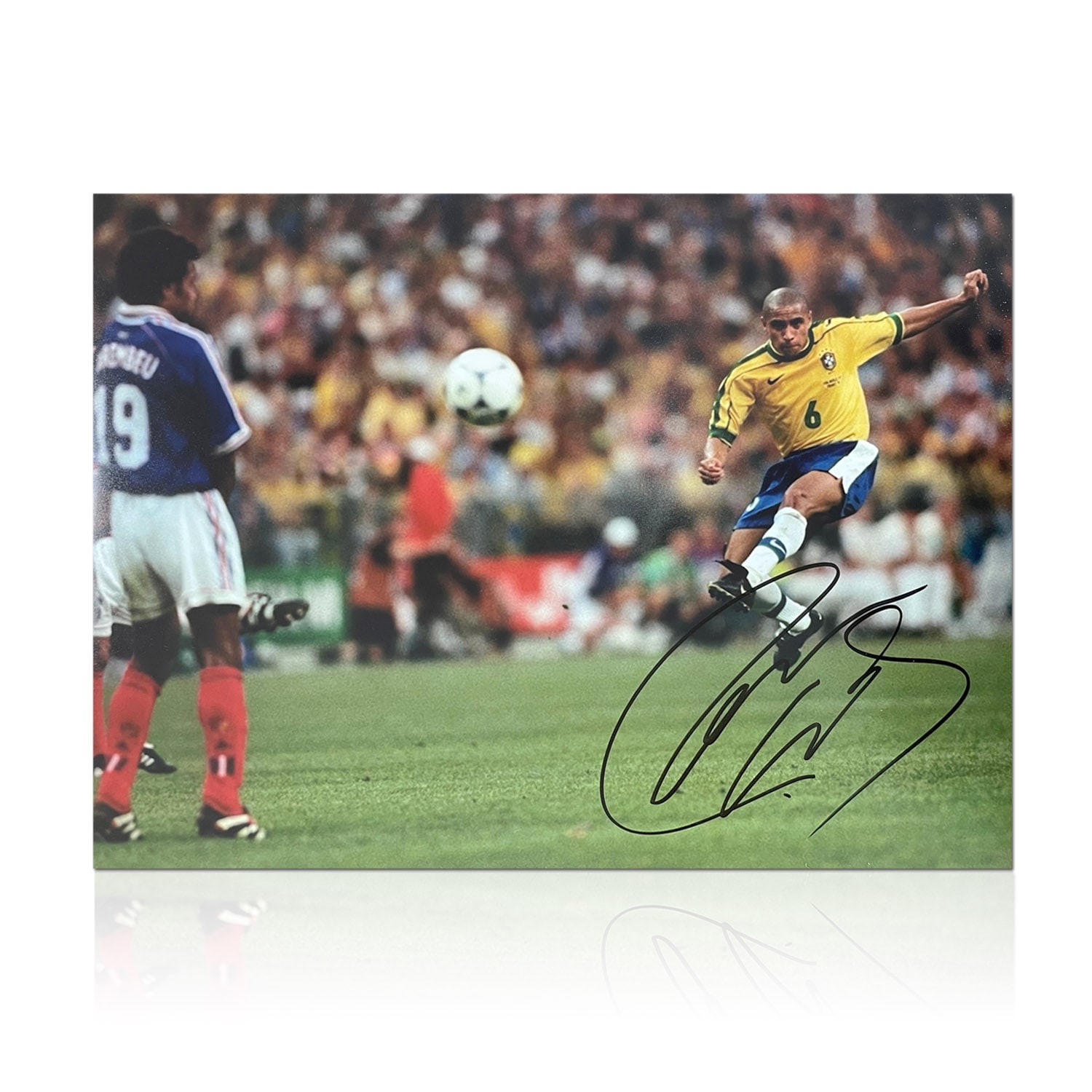 Roberto Carlos Signed Brazil Football Photo