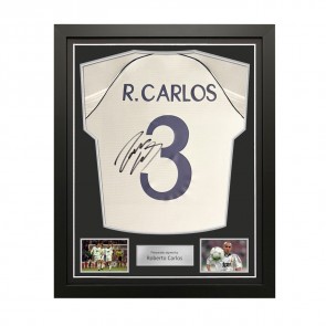 Roberto Carlos Signed Real Madrid 1999-00 Home Football Shirt. Standard Frame