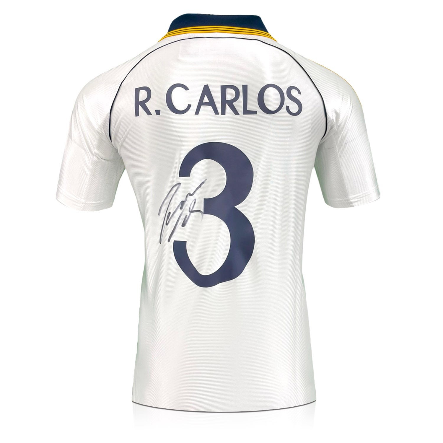 Roberto Carlos Signed Real Madrid 1999-00 Home Shirt. Framed
