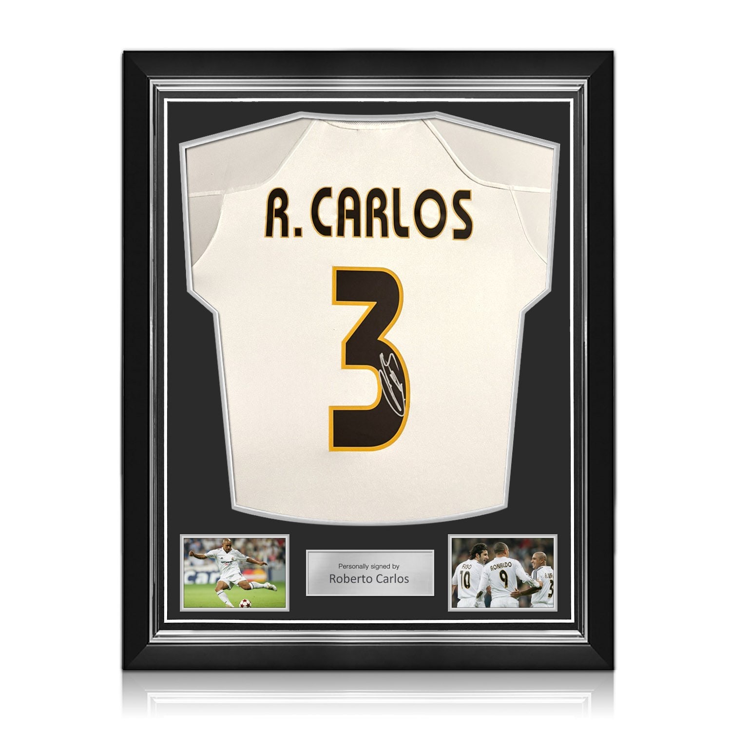 Roberto Carlos Signed Original Real Madrid 2004-05 Home Football Shirt. Superior Frame