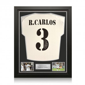 Roberto Carlos Signed Real Madrid 2024-25 Football Shirt. Standard Frame