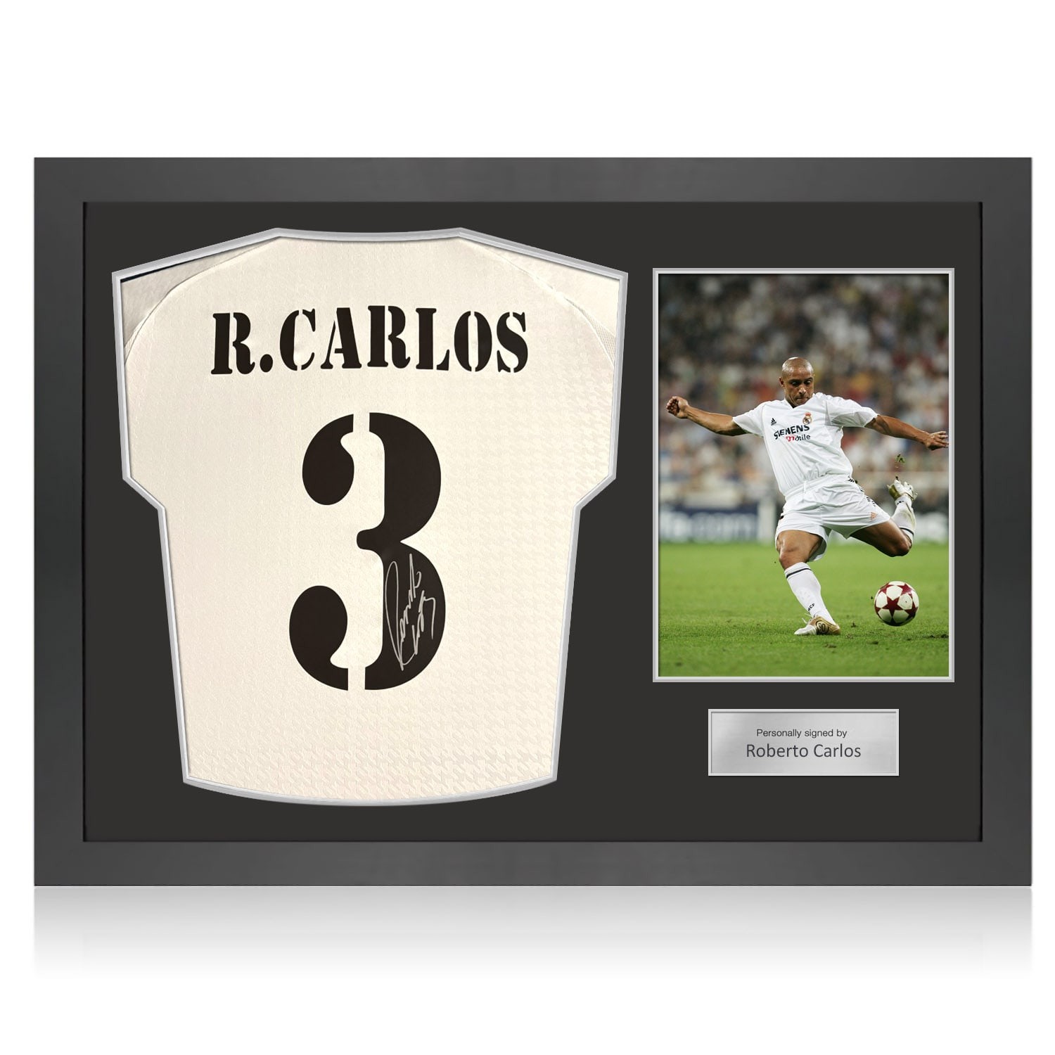 Roberto Carlos Signed Real Madrid 2024-25 Football Shirt. Icon Frame