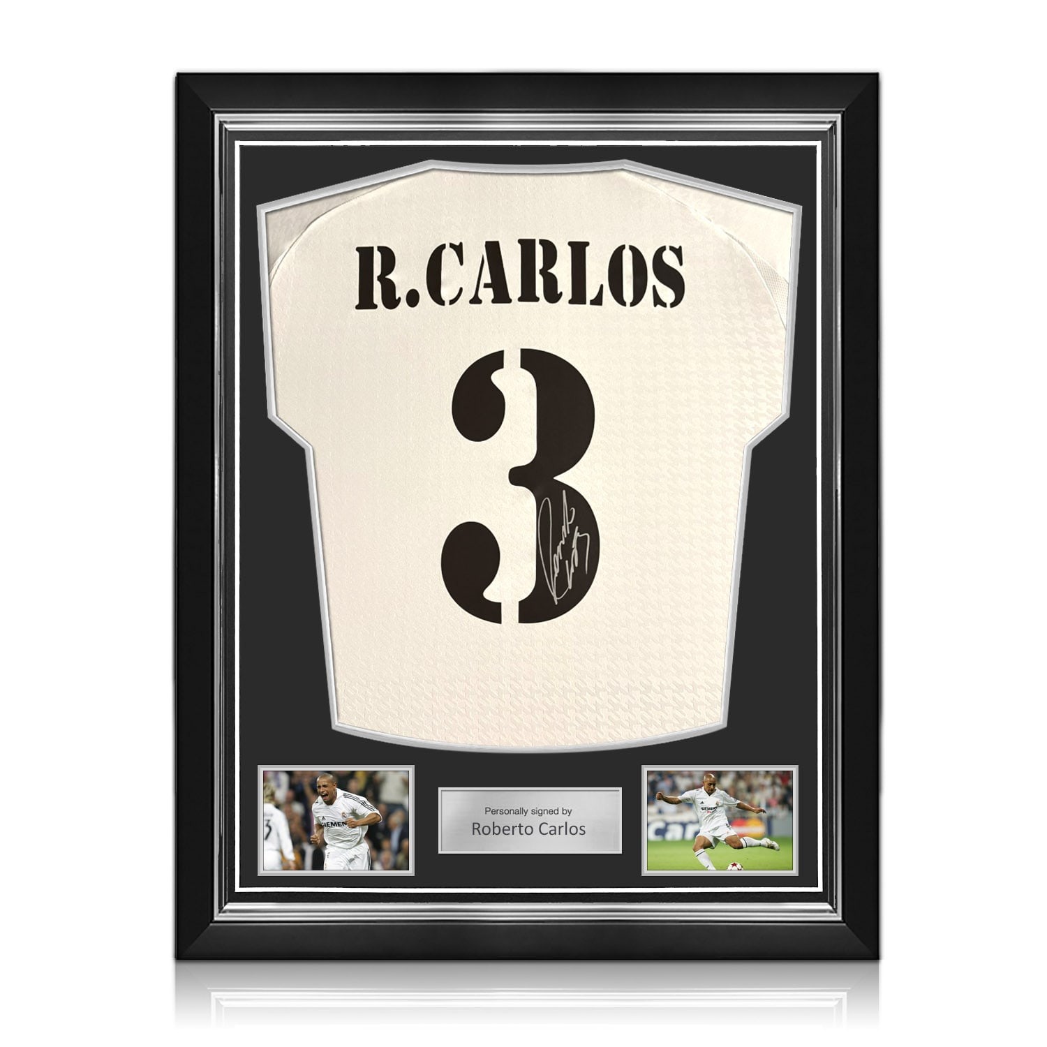 Roberto Carlos Signed Real Madrid 2024-25 Football Shirt. Superior Frame