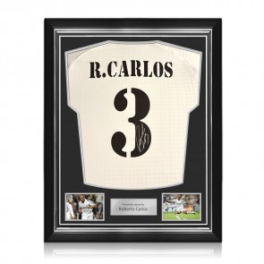 Roberto Carlos Signed Real Madrid 2024-25 Football Shirt. Superior Frame