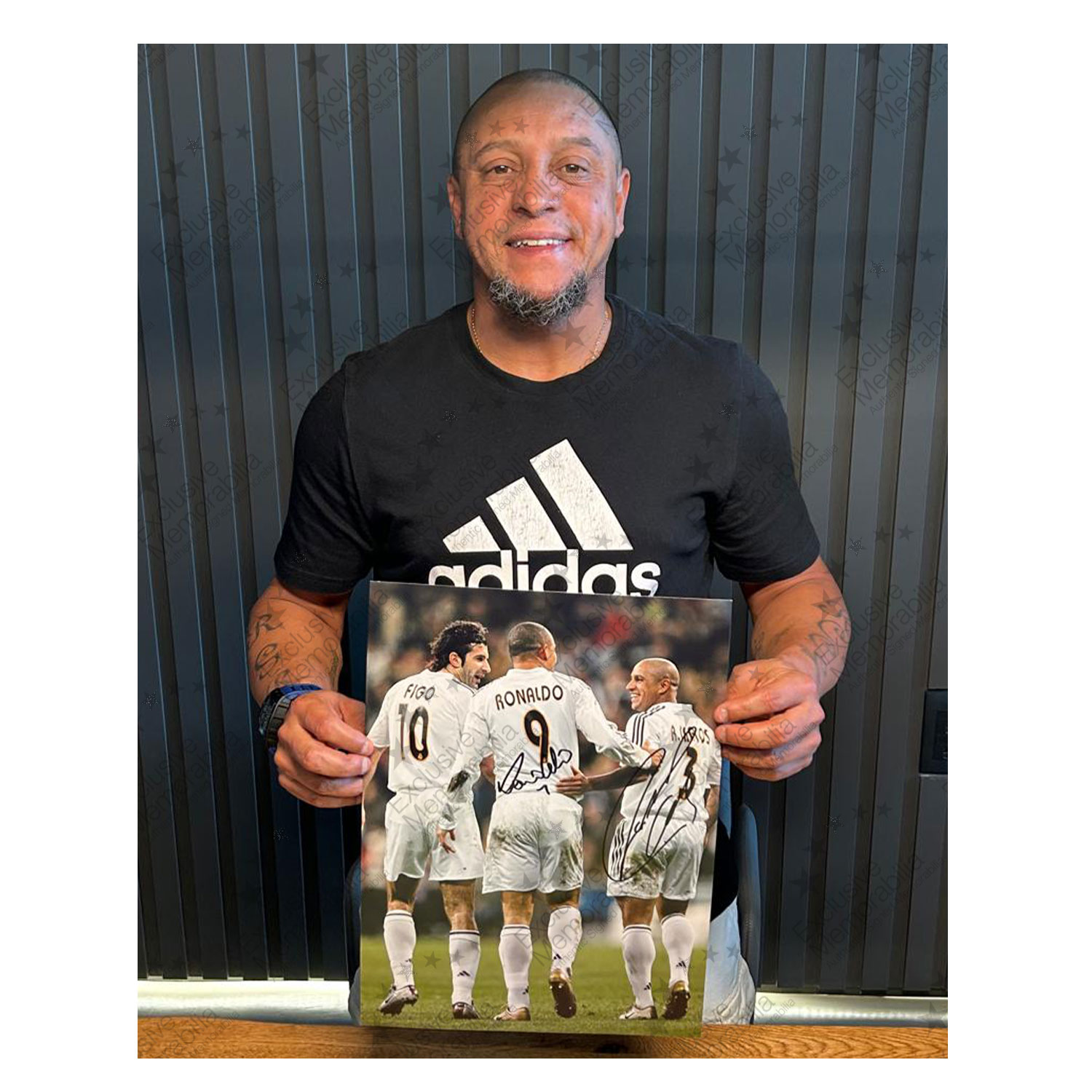 Ronaldo de Lima & Roberto Carlos Signed Real Madrid Football Photo: 3 Amigos