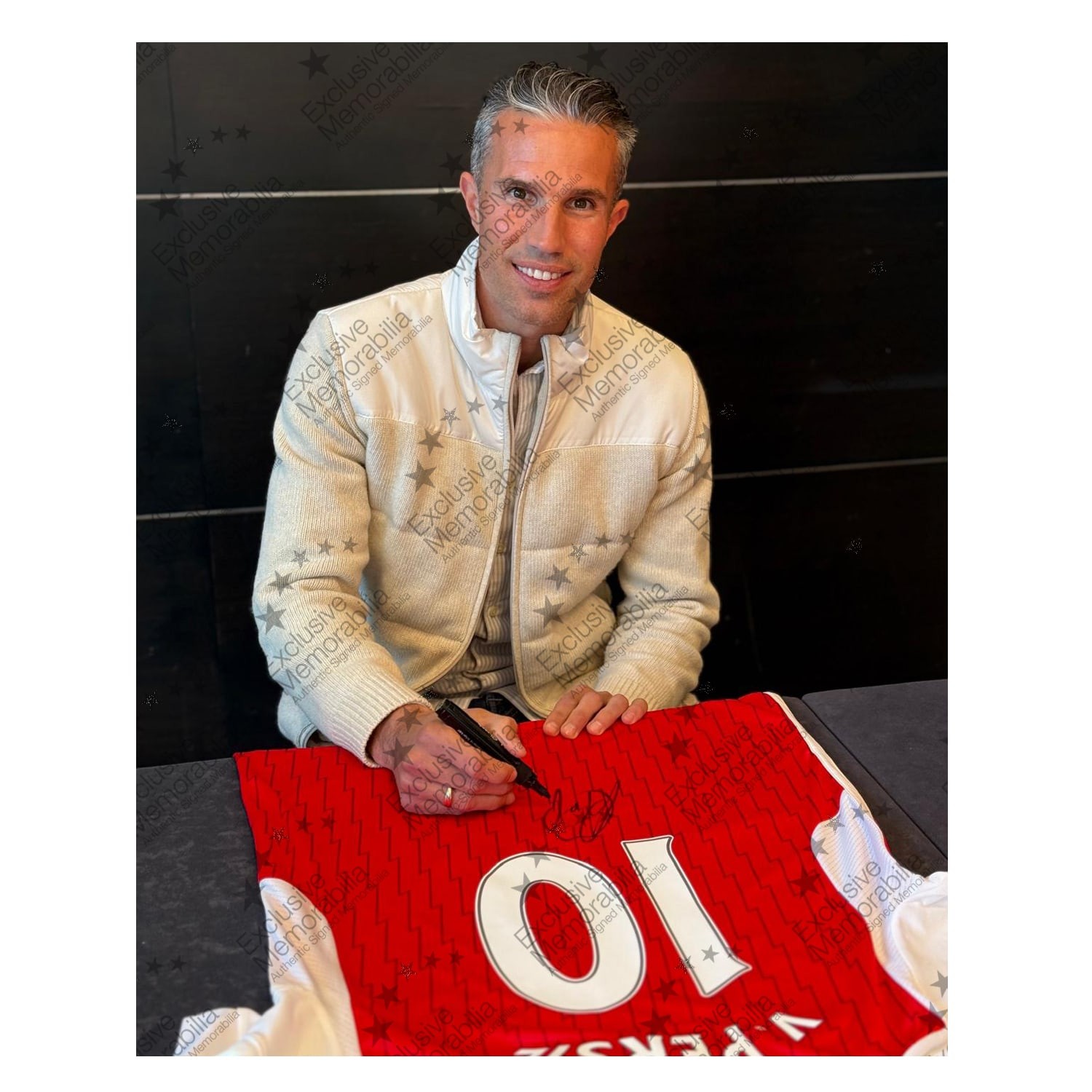 Robin Van Persie Signed Arsenal 2023-24 Football Shirt. Icon Frame
