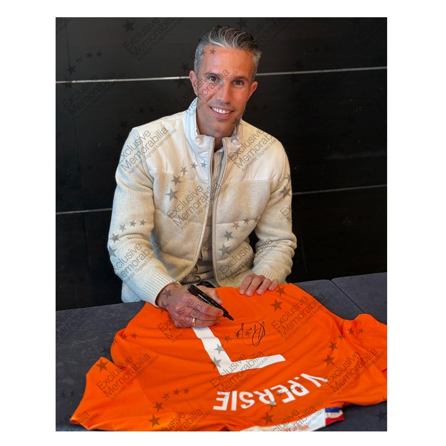 Robin Van Persie Signed Original Holland 2008-10 Football Shirt. Icon Frame