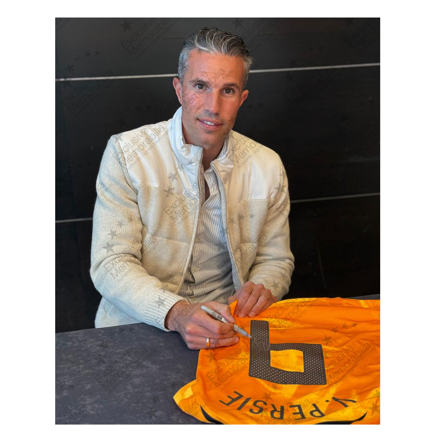 Robin Van Persie Signed Holland 2022-23 Football Shirt. Icon Frame