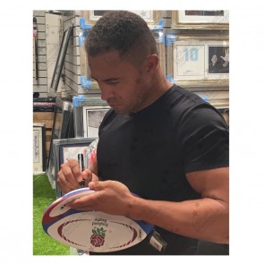Jason Robinson Signed England Rugby Ball. In Display Case