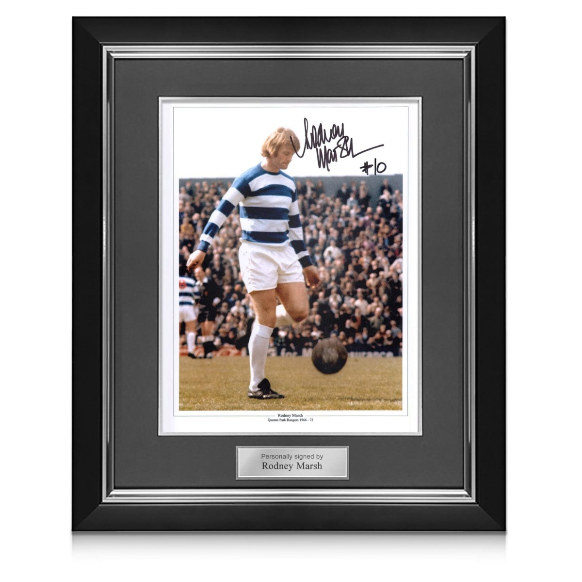 Rodney Marsh Queens Park Rangers Signed And Framed Football 12x16 Photo 