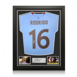 Rodri Signed Manchester City 2022-23 Football Shirt. Standard Frame