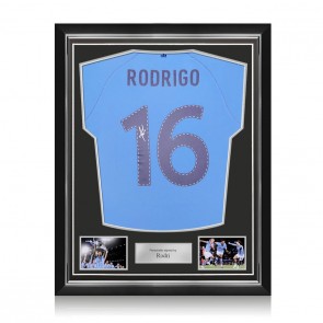 Rodri Signed Manchester City 2022-23 Player Issue Football Shirt. Superior Frame