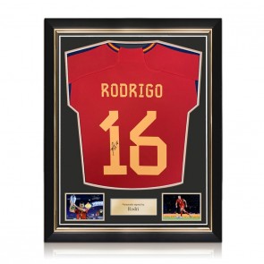 Rodri Signed Spain 2022 Football Shirt. Superior Frame