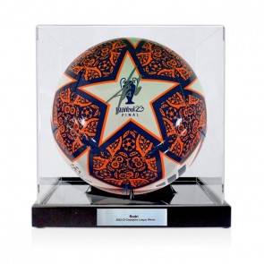 Rodri Signed 2023 Champions League Final Football. Display Case With Plaque