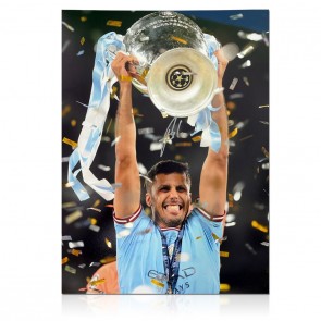 Rodri Signed Manchester City Football Photo: CL Trophy