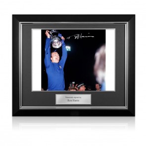 Ron Harris Signed Chelsea Photo: Cup Final Replay. Deluxe Frame