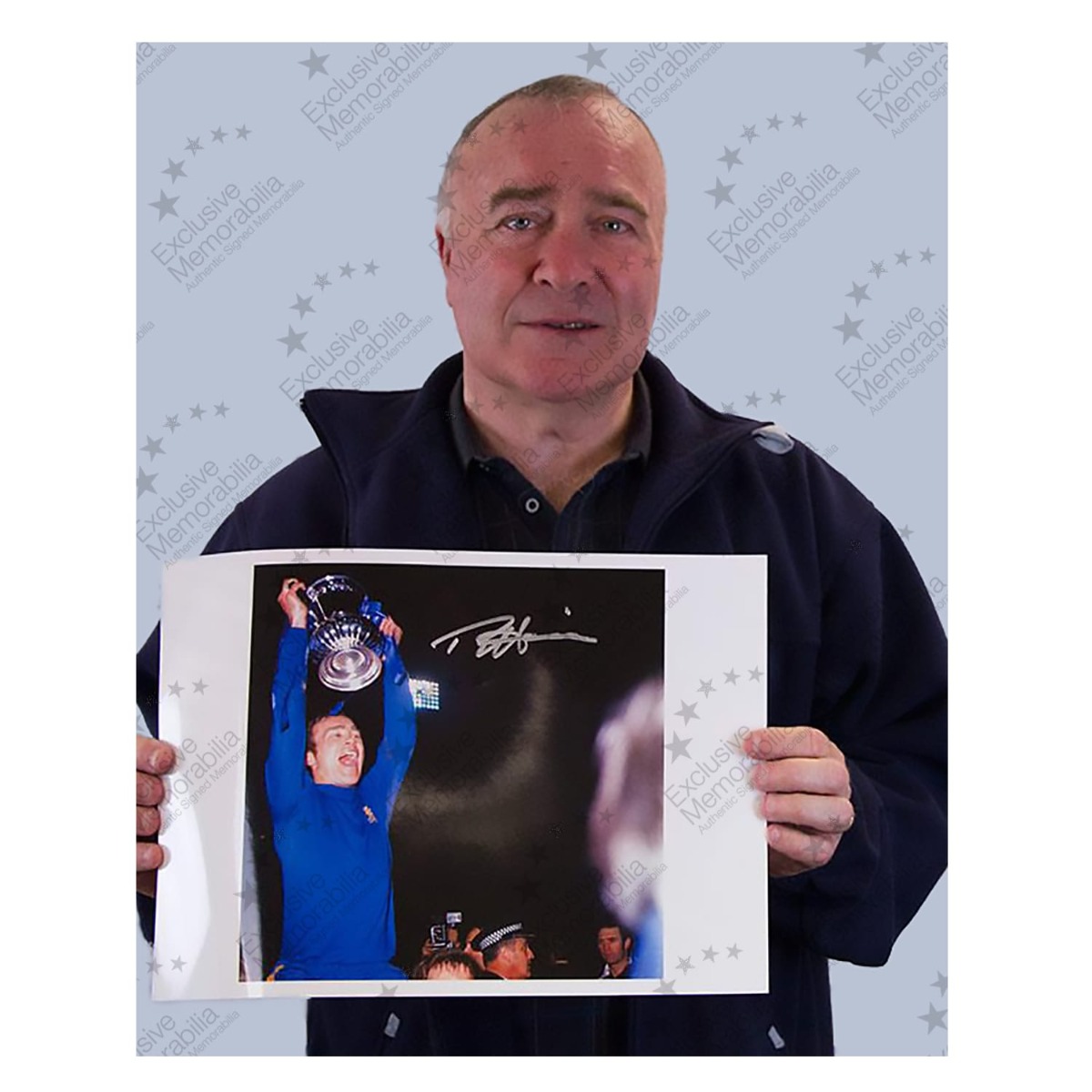 Ron Harris Signed Chelsea Photo: Cup Final Replay