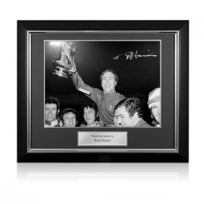 Ron Harris Signed Chelsea Photo: Victory Over Leeds. Deluxe Frame