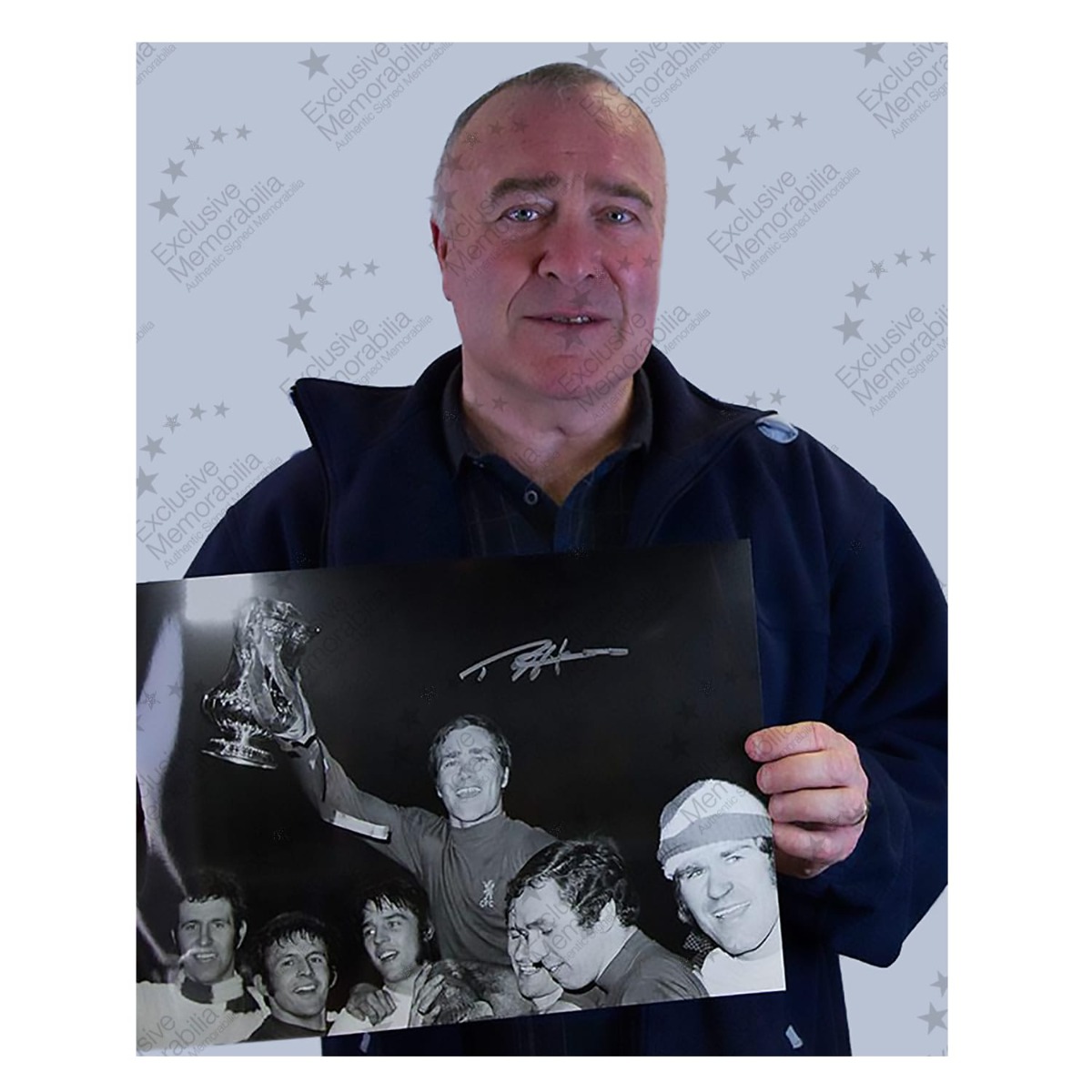 Ron Harris Signed Chelsea Photo: Victory Over Leeds. Deluxe Frame