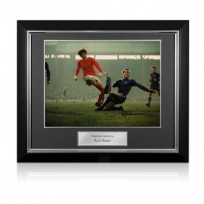 Ron Harris Signed Photo: Tackle On George Best. Deluxe Frame
