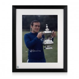 Ron Harris Signed Chelsea Football Photo: Trophy. Standard Frame