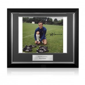 Ron Harris Signed Chelsea Photo: Press Call 1968. Deluxe Frame