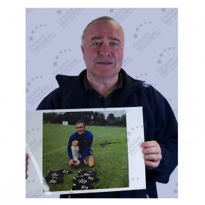 Ron Harris Signed Chelsea Photo: Press Call 1968. Standard Frame