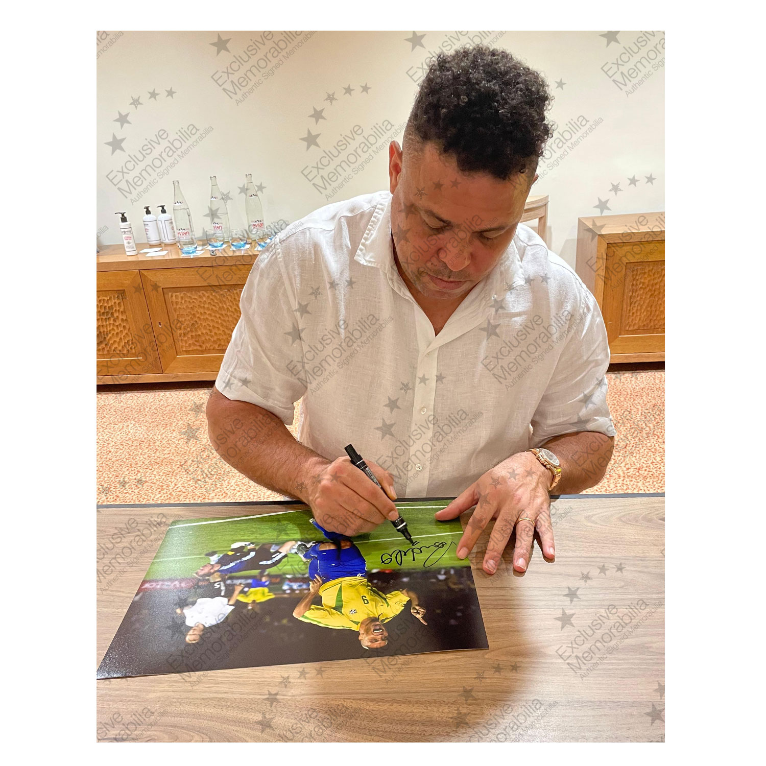 Ronaldo de Lima Signed Brazil Football Photo: World Cup Photo Presentation. Deluxe Silver 
