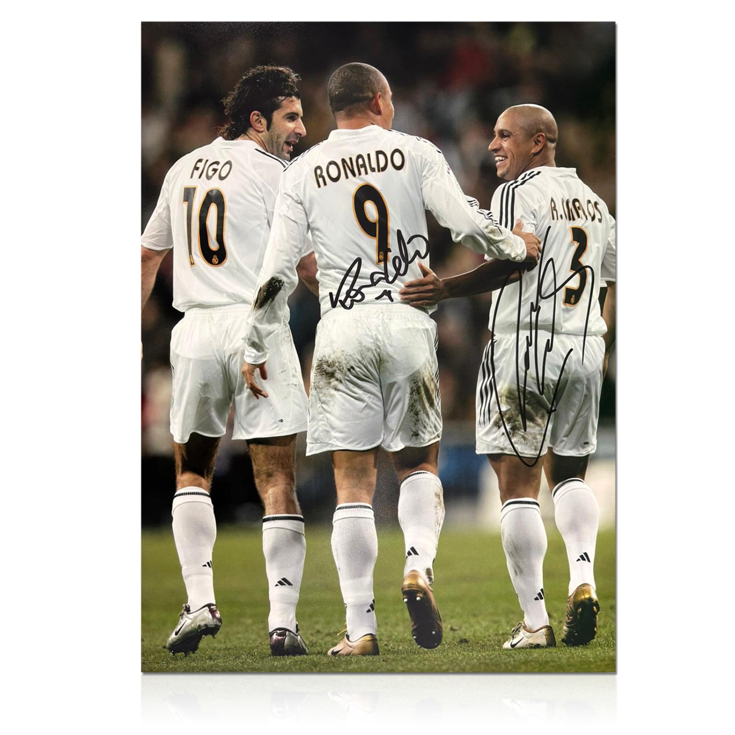 Ronaldo de Lima & Roberto Carlos Signed Real Madrid Football Photo: 3 Amigos