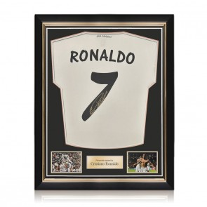 Cristiano Ronaldo Signed Real Madrid 2013-14 Home Football Shirt. Superior Frame