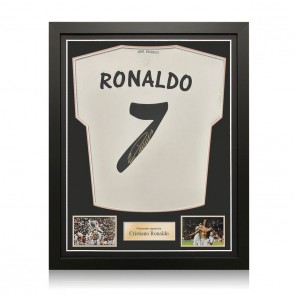 Cristiano Ronaldo Signed Real Madrid 2013-14 Home Football Shirt. Standard Frame