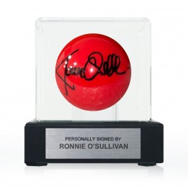 Ronnie O'Sullivan Signed Red Snooker Ball. Display Case With Plaque