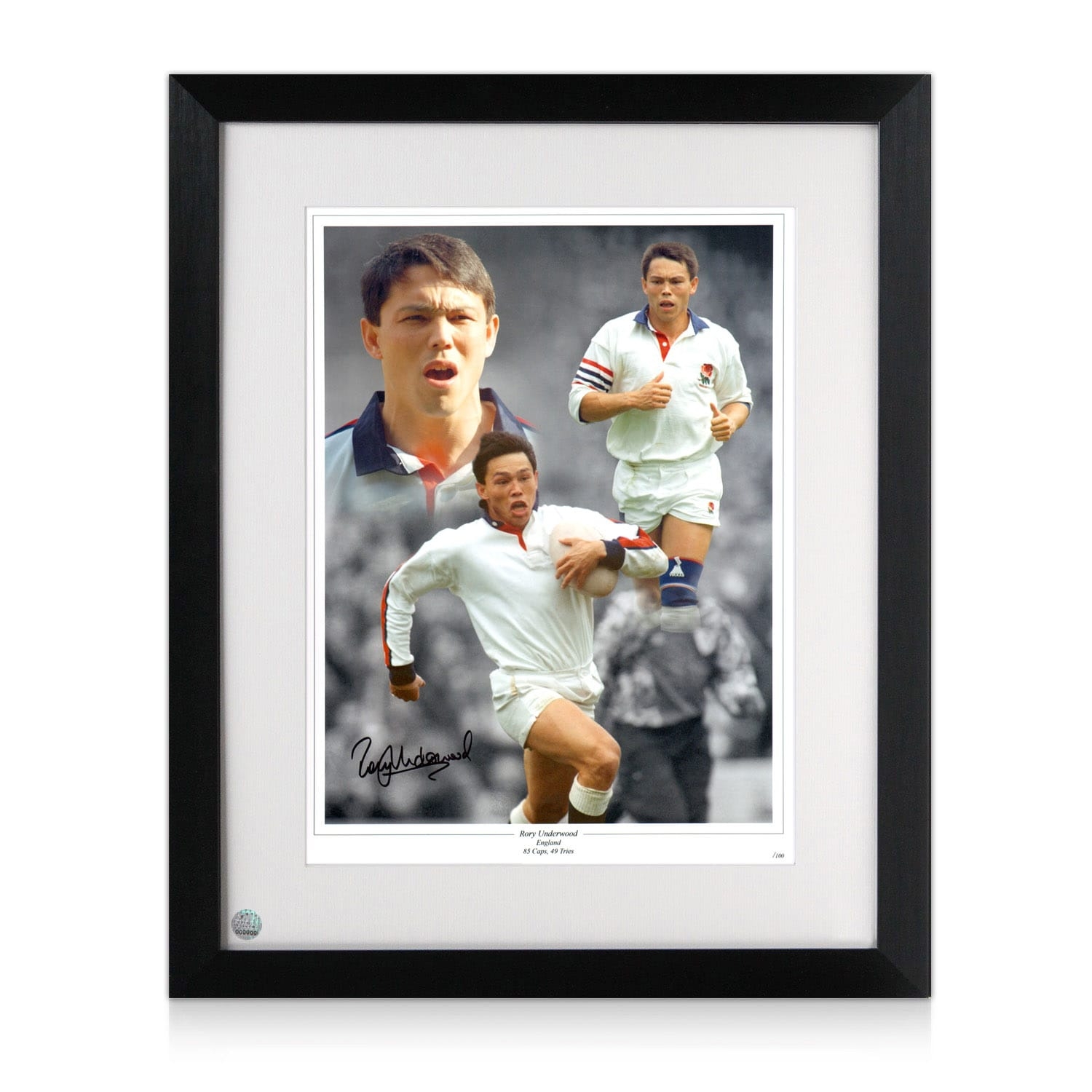 A Rory Underwood Hand Signed And Framed 12x16 England Rugby Photograph 