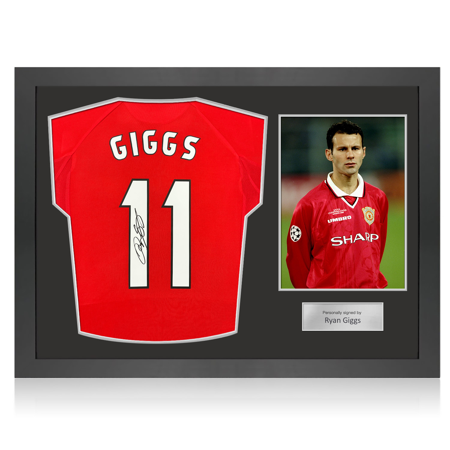 Ryan Giggs Signed Manchester United 1999 Champions League Final Shirt. Icon Frame