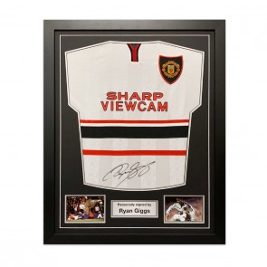 Ryan Giggs Signed Manchester United 1999 Away Football Shirt. Standard Frame