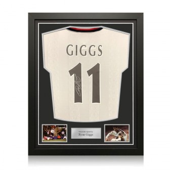 Ryan Giggs Signed Manchester United 1999 Away Football Shirt. Standard Frame