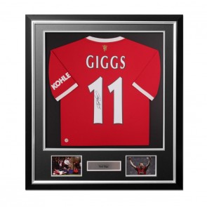 Ryan Giggs Signed Manchester United 2021-22 Football Shirt. Deluxe Frame