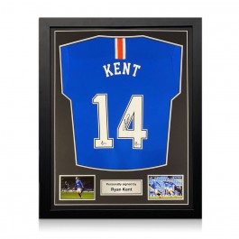  Ryan Kent Signed Rangers Football Shirt. 2020-21. Standard Frame