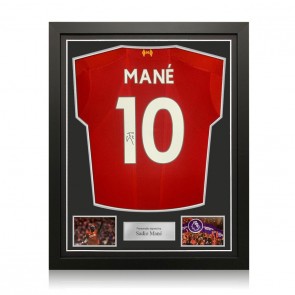 Sadio Mane Signed Liverpool 2019-20 Football Shirt. Standard Frame