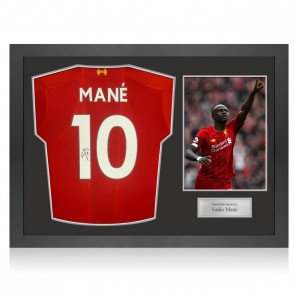 Sadio Mane Signed Liverpool 2019-20 Football Shirt. Icon Frame