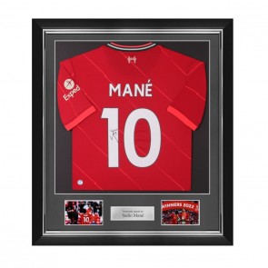 Sadio Mane Signed Liverpool 2021-22 Football Shirt. Deluxe Frame