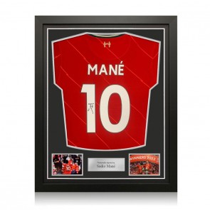 Sadio Mane Signed Liverpool 2021-22 Football Shirt. Standard Frame