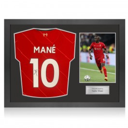 Sadio Mane Signed Liverpool 2021-22 Football Shirt. Icon Frame