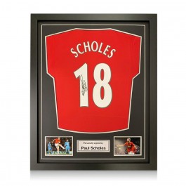 Paul Scholes Signed Manchester United Shirt. Framed