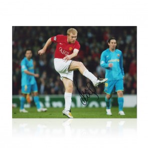 Paul Scholes Signed Manchester United Photo: Barcelona Unstoppable Strike